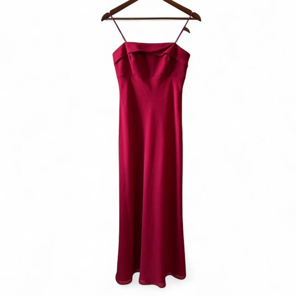 Michaelangelo Red Satin Spaghetti Strap Formal Gown Size 4 Long Evening Dress